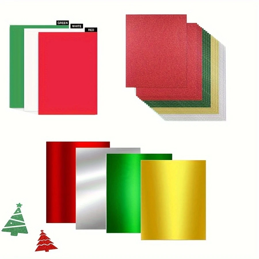 33 Sheets Christmas Style DIY Cardstock Red Green Glitter Silver Gold for Card Making Arts Scrapbook Crafts Invitations Greeting