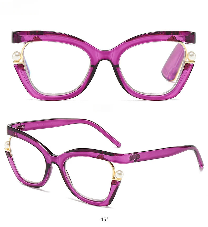 Hochwertige Anti-Blaulicht-Lesebrille für Damen, Perlenbrille, Cat-Eye-Stil, modische Presbyopie-Brille für Frauen – Detail 7
