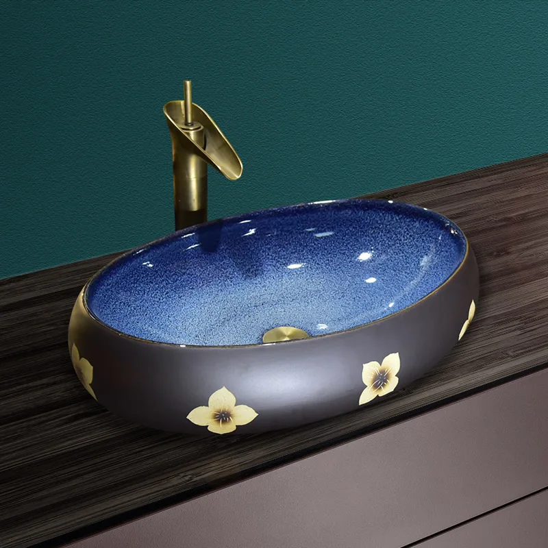 Oval China Bathroom ceramic sinks china wash basin Ceramic Counter Top ceramic Wash Basin Bathroom Sinks