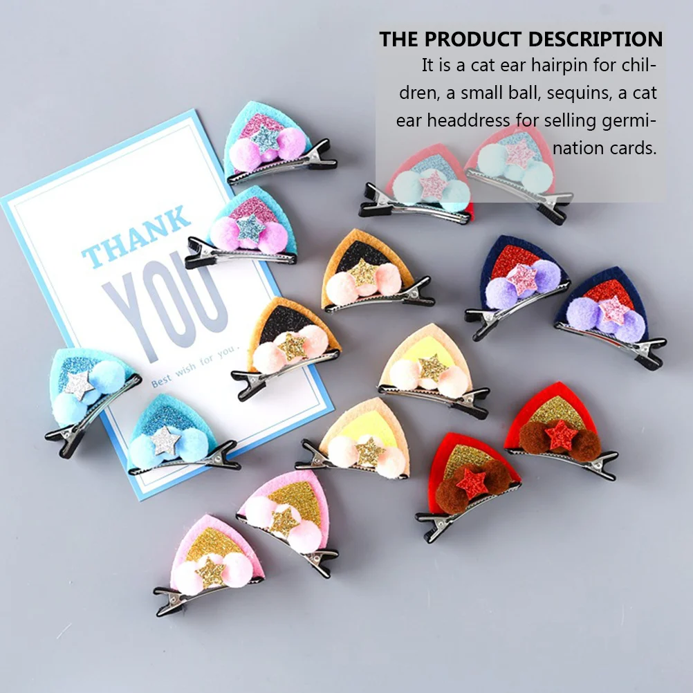 

16Pcs Cat Ear Hairpin Kids Glitter Shiny Headdress Hair Accessories Adorable Decoration for Children Teens Adults