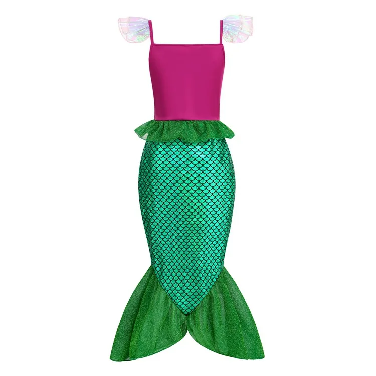 Princess Little Mermaid Ariel Fancy Dress Costume Play Party Girls Siren Role Playing Carnival Birthday Clothing Suspender Gowns