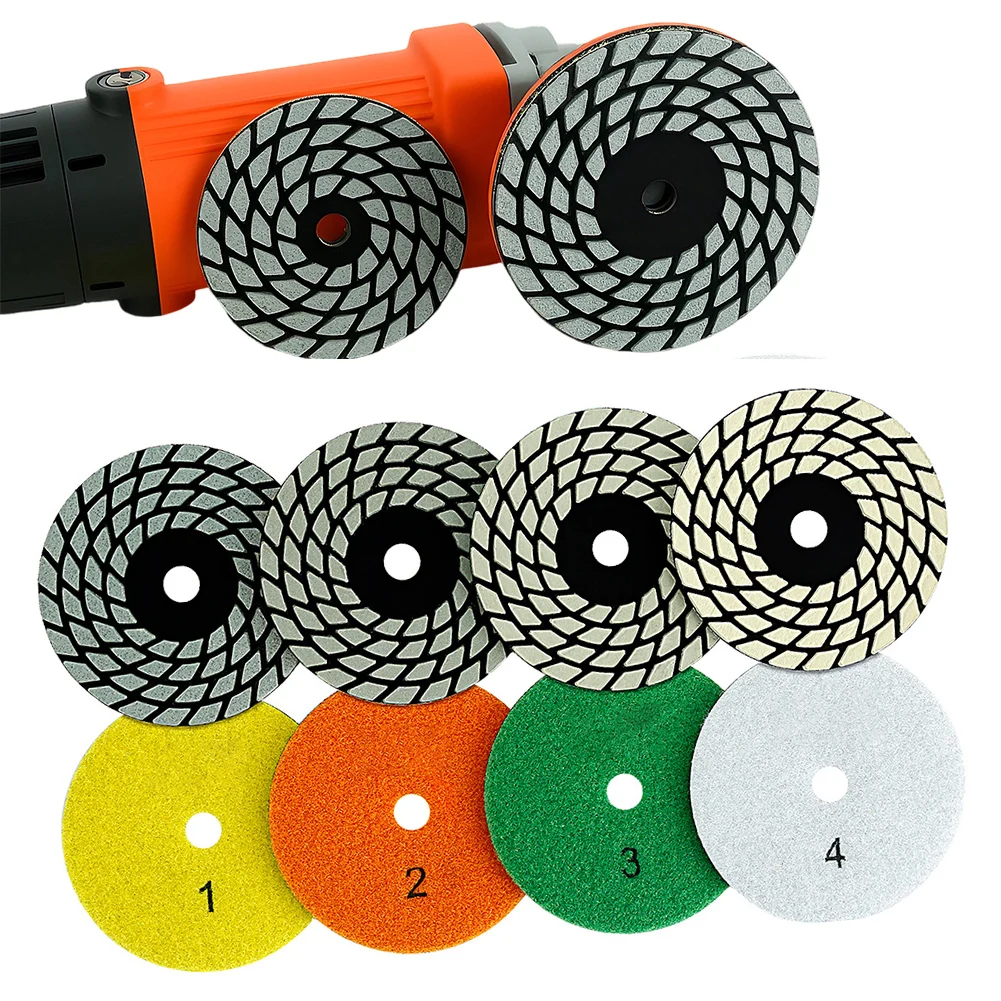 

4/1PCS Wet Dry Polishing Pad 4 Inch Flexible Stone Sanding Discs For Granite Marble Stone Sanding Disc Highly Finished Polish