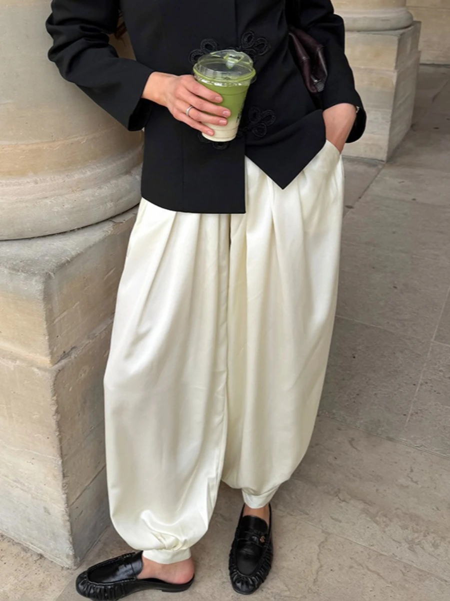 LIinar 2026 Spring Summmer Pant Women Stylish Versatile High-waisted Harem Pants Lightweight Flowing Loose-fitting Pant