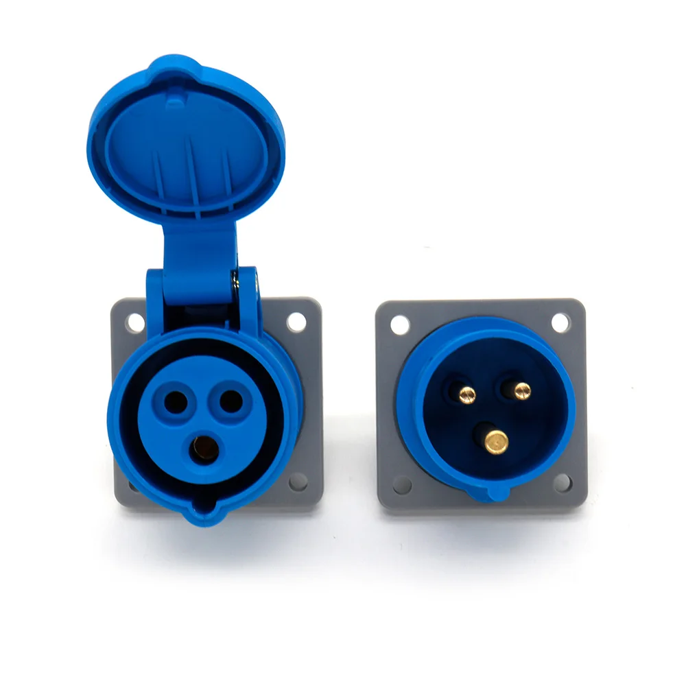 

2 пары, 4 пары, 8 пар, 16A, 32A, 3-контактный промышленный набор вилок и розетки, IP44, водонепроницаемый мужской и женский настенный электрический разъем