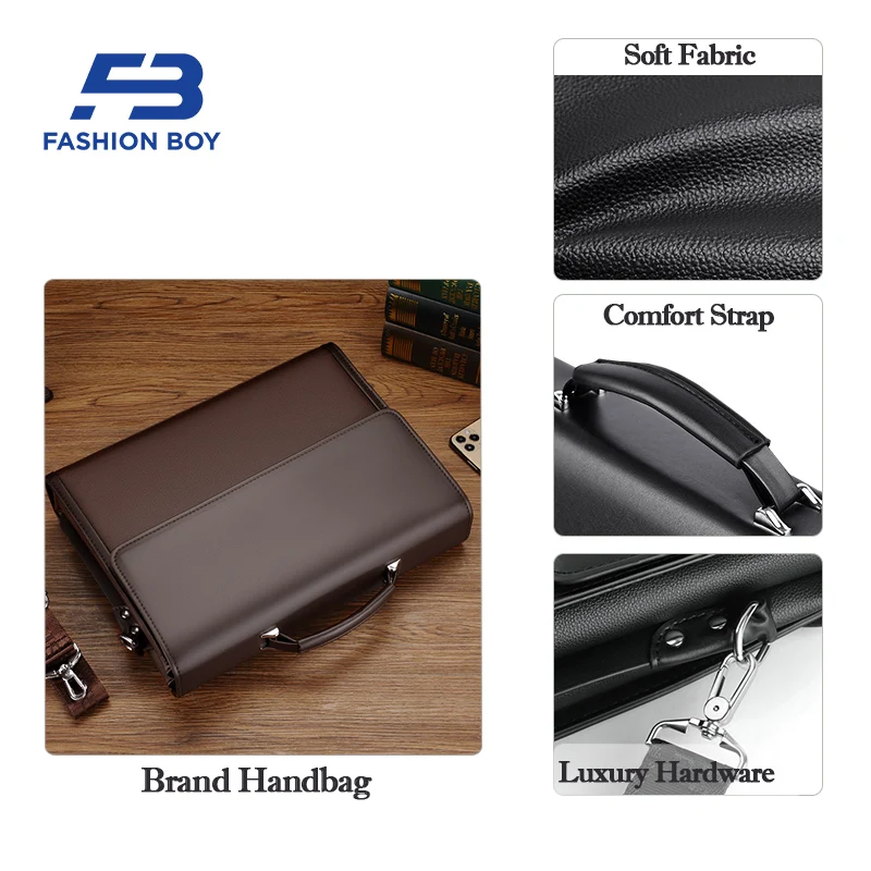 FASHION BOY Luxus Desgin Herren Handtasche 14-Zoll Laptop Business Aktentasche Herren Schulter Umhängetasche