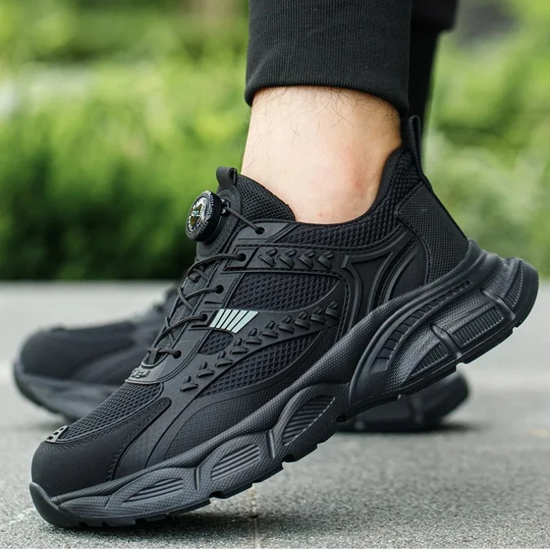 

rotating button safety shoes man lightweight safety trainers steel toe cap work shoes anti puncture anti smashing work sneakers