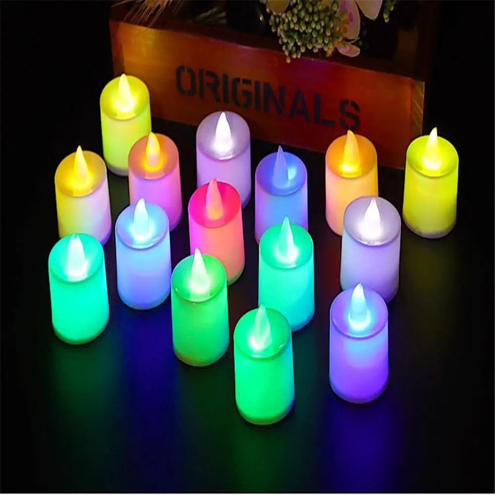 Flameless Led Candle Light Battery Powered Bright Color Lamp Blinking Row Long Lasting Decoration Lights (battery Not Included)