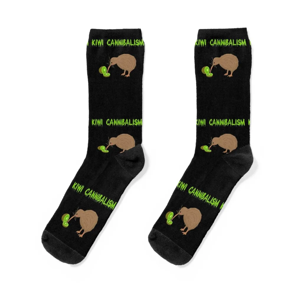 Kiwi Cannibalism, Cute New Zealand Kiwi Bird Eating Kiwi Fruit Socks fashionable hiking man Women's Socks Men's
