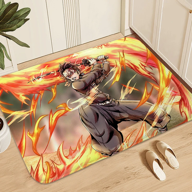 Anime Rug D-Demons Slayer House Interior Entrance Mat Living Room Floor Carpet Anti Slip Doormat Entrance Door Home Decorations