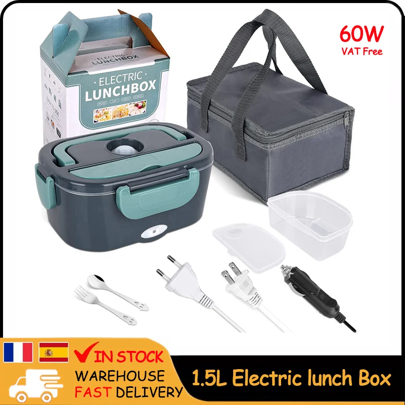 2in1 Elektrische Heizung Lunch Box Auto + Hause 220V 1,5 L 60W Tragbare Edelstahl Liner Bento Lunchbox lebensmittel Container Bento Box