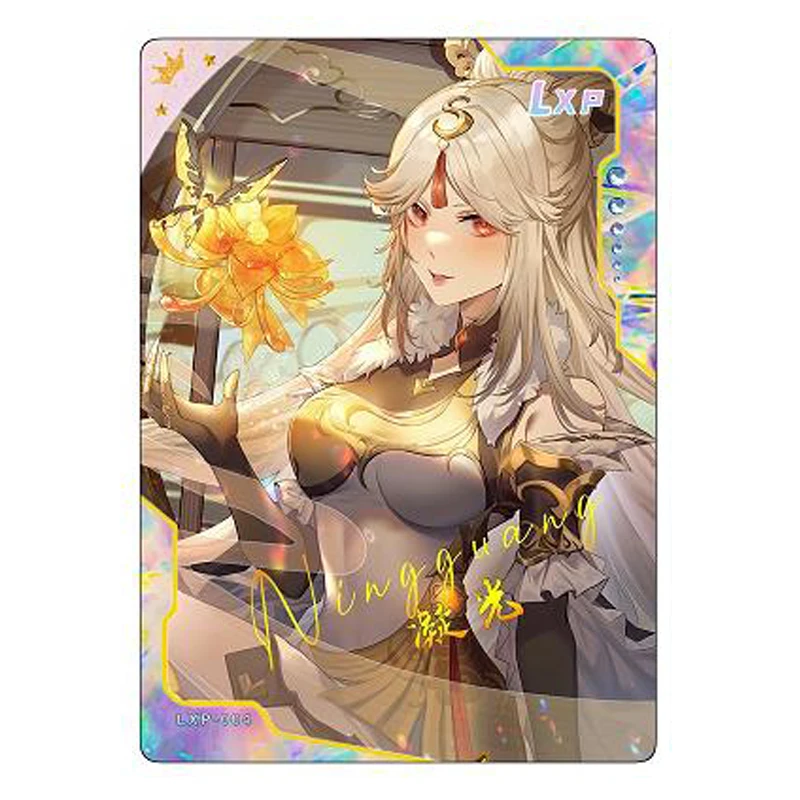 Genshin Impact Goddess Story Beelzebul Anime Characters Bronzing Collection Flash Card Children\'s Toys Christmas Birthday Gift