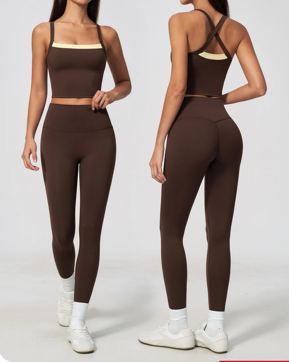 Yoga Set Cross Back Naked Feel Women Gym Clothes Quick Dry Breathable 2 Piece Outfit Sets Running Workout Fitness Sportwear