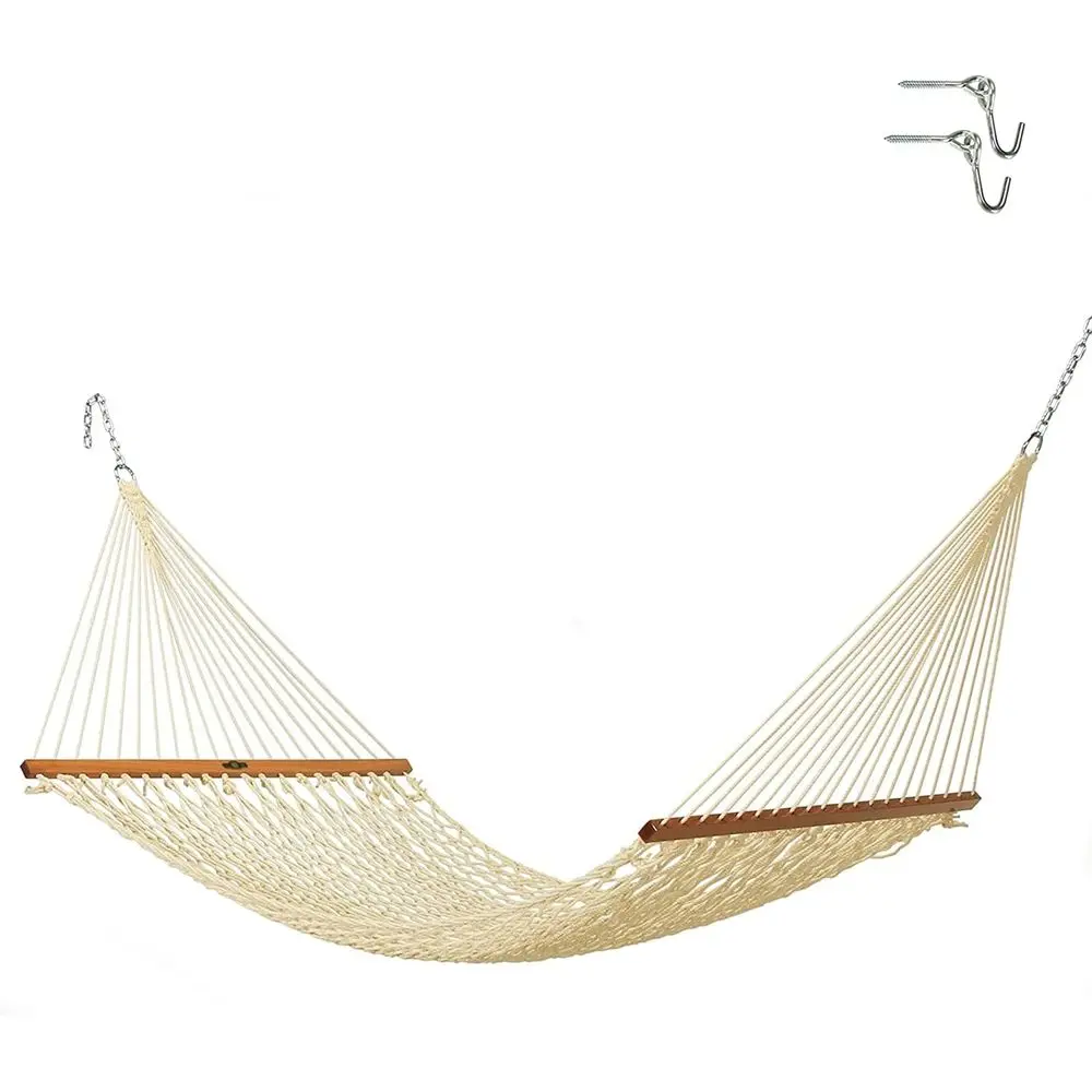Single Oaeal DuraCord Rope Hammock – 12 t. x 50 in., 1-Person, 450 lb acity, Oak Spreader Bar, Zinc-Plated Hardware, Handcrated