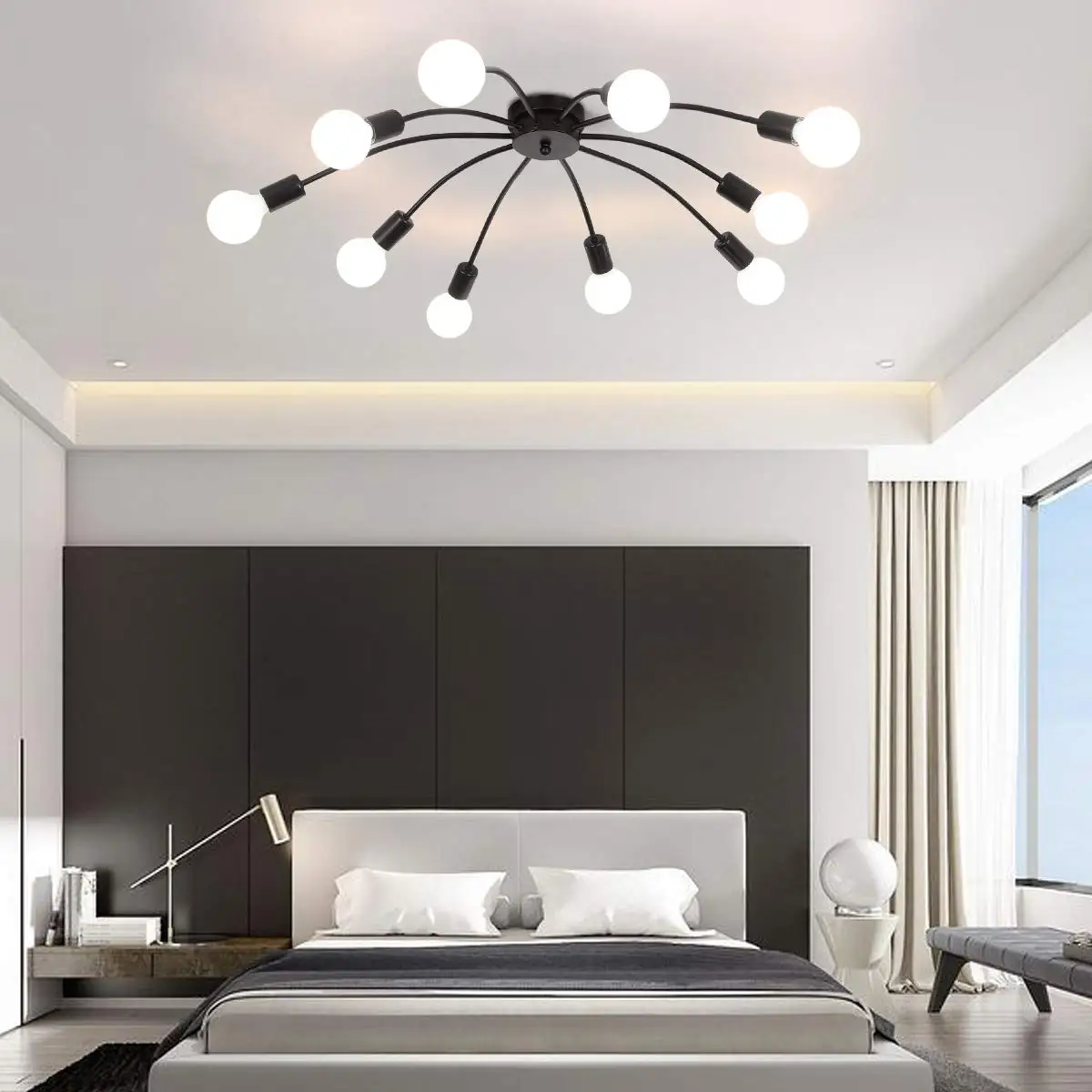 Industrial Style 10 Bulbs Living Room Lighting LED Ceiling Light Creative LED Ceiling Lamp 3000K 6000K E26 Base LED Chandelier