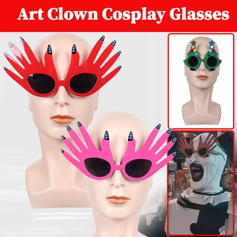

Terrifier Role Art Clown Cosplay Glasses Costume Red Pink Hand-shaped Eyeglasses Men Adult Male Funny Glasses Halloween Props