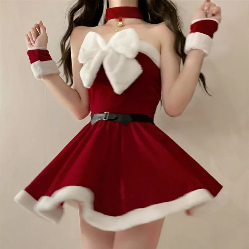 Costumi natalizi sexy per le donne Babbo Natale Cosplay Festa di festa Abbigliamento per spettacoli Tettante uniforme Panno per streaming live