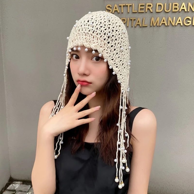 Folk Headpiece Handmade Tassels for Dress-up Casual Wear Party Headgear Beanie