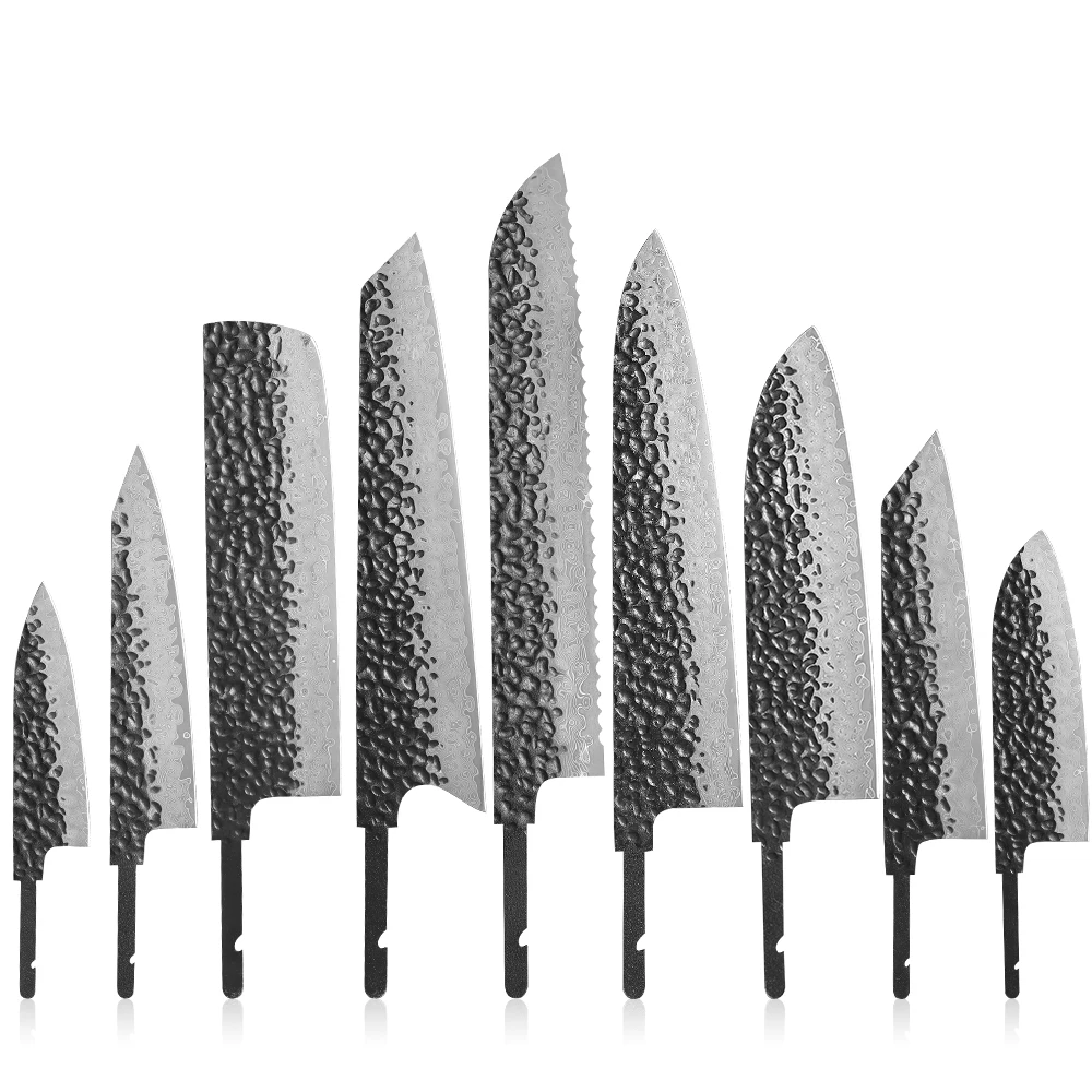 DIY Japanischer Klassischer Stil Handgeschmiedete Kochmesser Rohklinge Full Tang Damaszener Stahl Küchenmesser Herstellungswerkzeug Handgefertigtes Messer