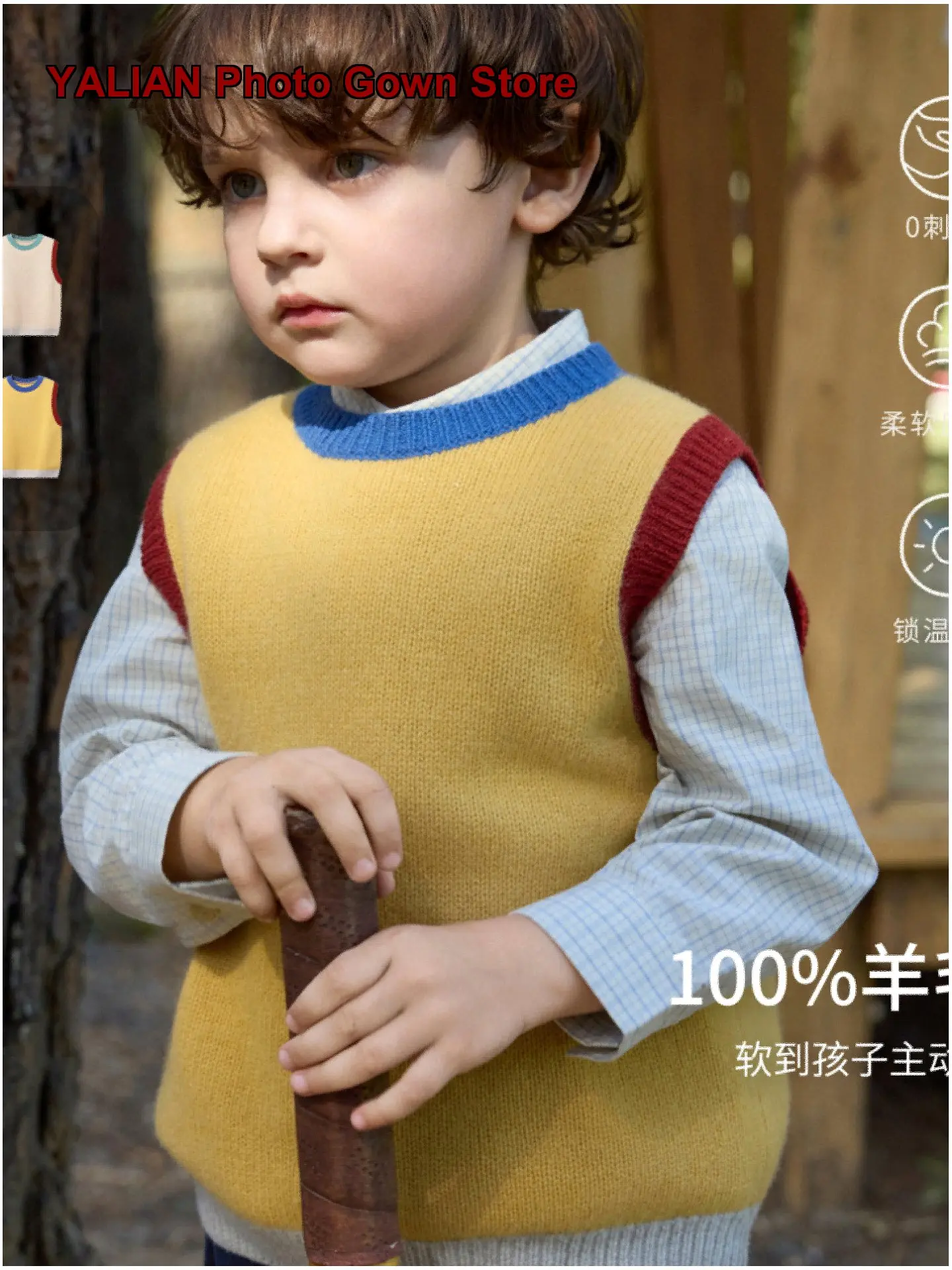 ZOZO&MOMMY Left You [Pastoral Colors] Cotton Colorblock Knit Vest Autumn Boys Girls Waistcoat