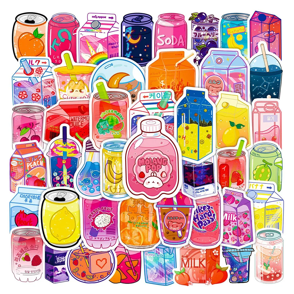 10/30/50PCS INS Style Cute Drink Aesthetic Stickers Cartoon Decal Laptop Guitar Luggage Bike Waterproof Graffiti Sticker Kid Toy