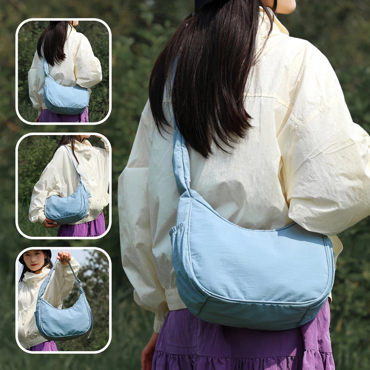 

Новая сумка через плечо для мужчин и женщин 2025 года, холщовая сумка большой вместимости, повседневная дорожная сумка, легкая спортивная сумка через плечо, модная сумка для пельменей, пеший туризм, велоспорт и покупки