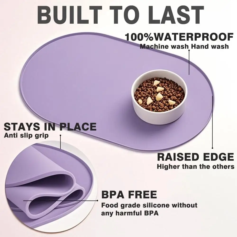 Durable Silicone Pet Food Mat Waterproof Raised Edges Cat Feeding Mat Easy Clean BPA-Free Dog Food Mat Pet Supplies view 6
