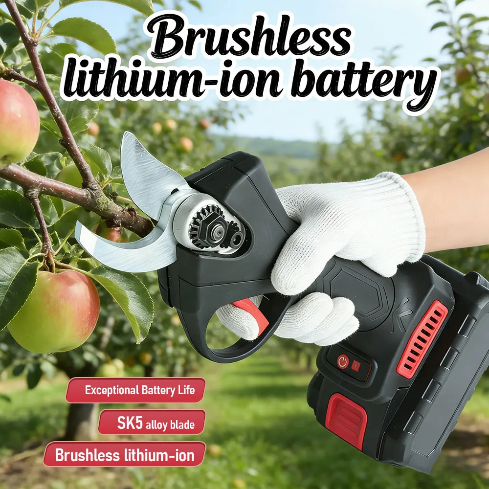 

Электрический секатор 21В с бесщеточным двигателем, аккумуляторный, профессиональный садовый инструмент для обрезки деревьев и плодовых веток