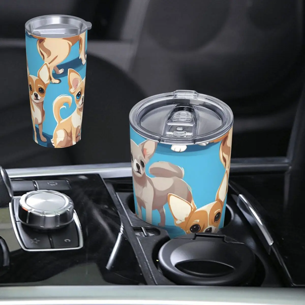 A Pack Of Chihuahuas, Basic Blue Color Stainless Steel Tumbler Vacuum Insulated Mugs Thermal Cold Cup Straws With Lid 20oz