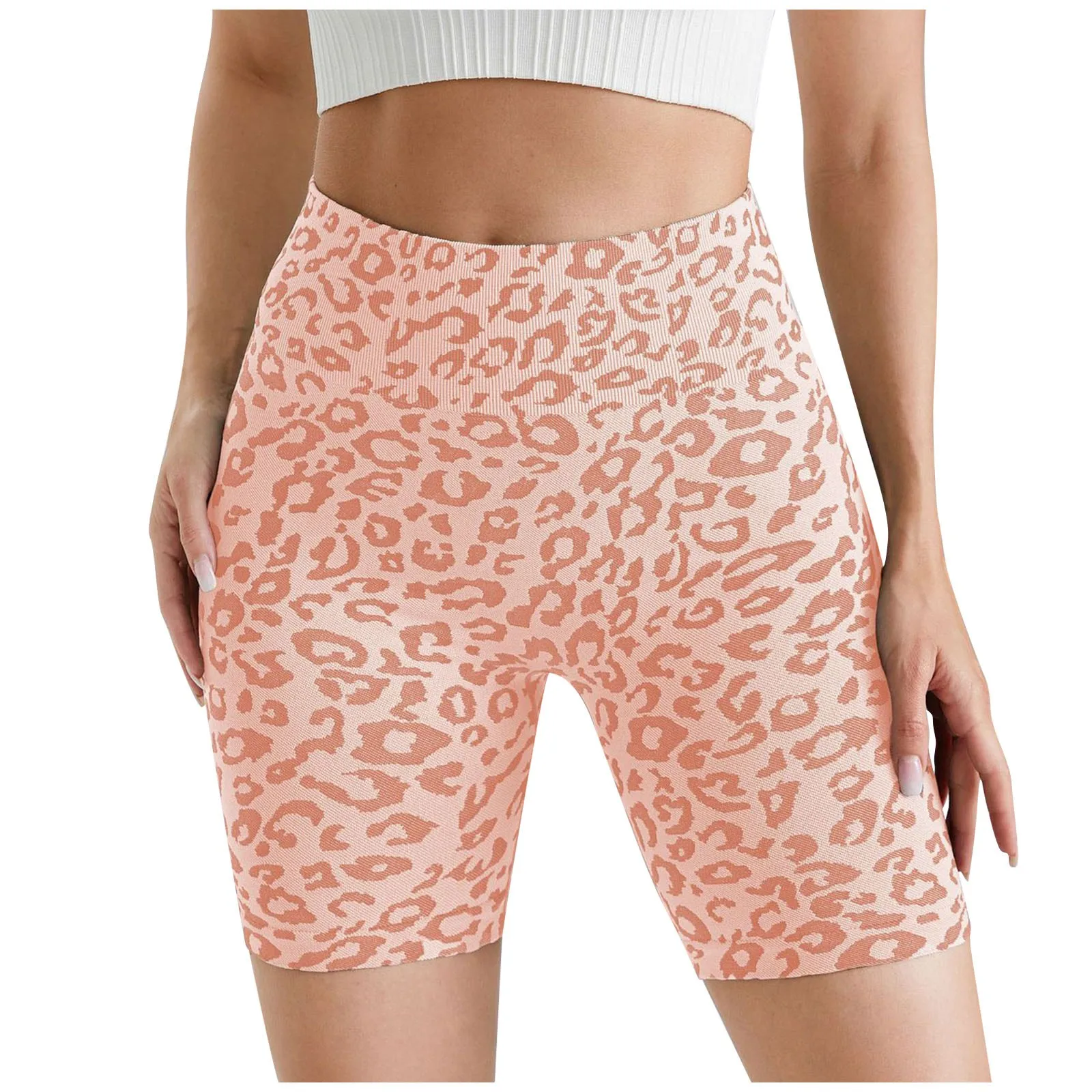 Женские брюки для йоги с леопардовым принтом, подтягивающие живот, подтягивающие бедра, шорты для фитнеса персикового цвета, спортивные штаны для отдыха на открытом воздухе