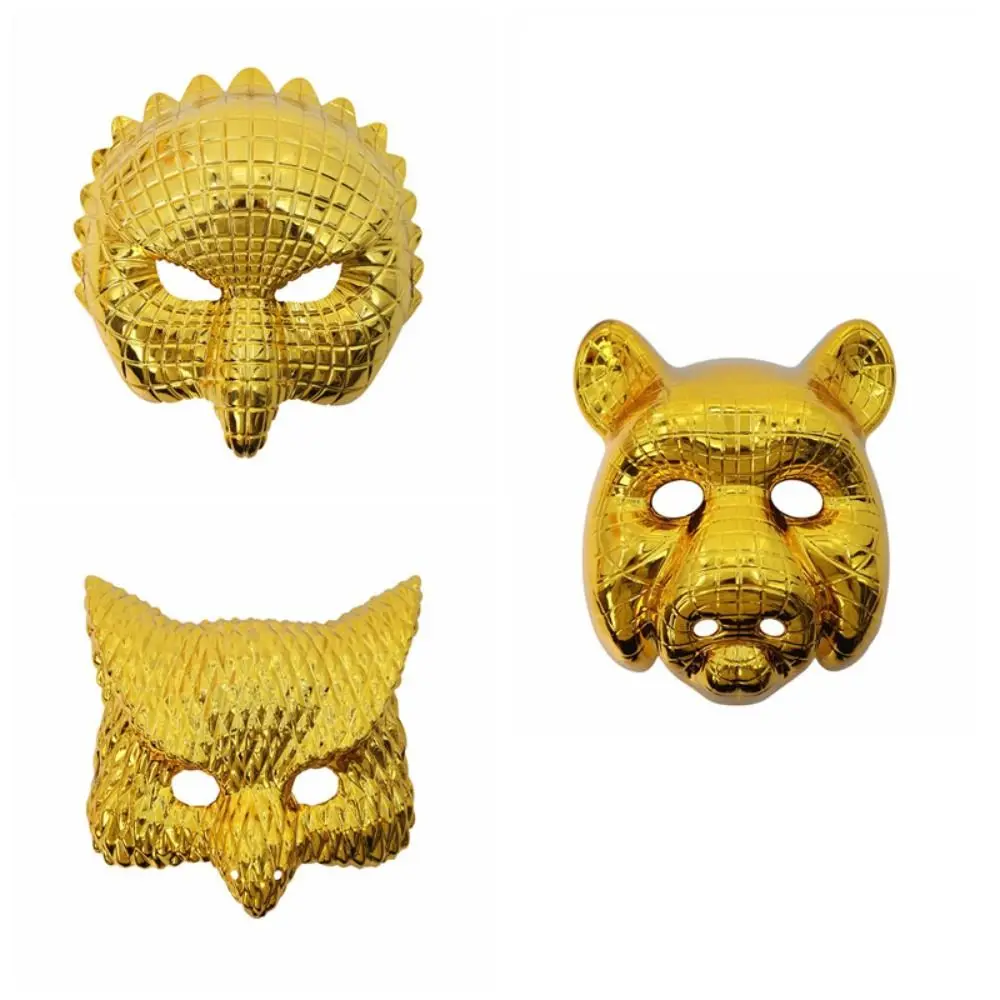 Creative Golden Halloween Masks Plastic Cosplay Costume Full Face Mask Elastic Rope Cartoon Animal Mask Makeup Party