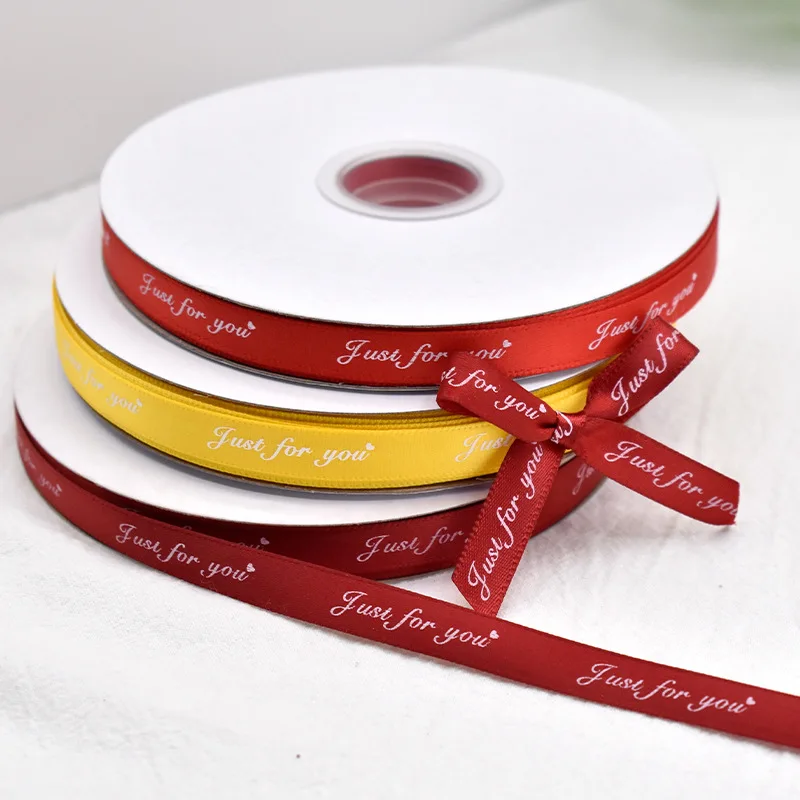 50 ياردة/لفة 10 مللي متر شريط من الساتان مطبوعة "فقط لأجلك" الشريط لتغليف الهدايا باقات الزفاف ملزمة الملابس مواد الخياطة