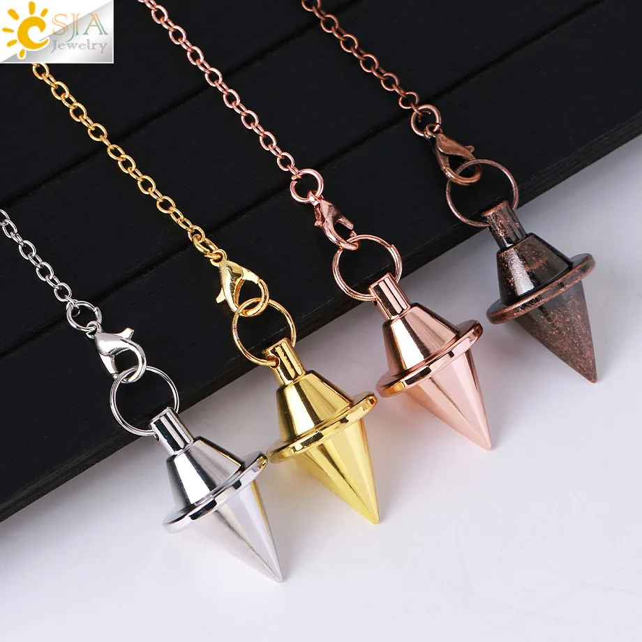 Metal Pendulum for Dowsing Divination Pendulos Spiral Small Cone Gold Color Copper Radiesthesia Pendulums Healing Pendule S974