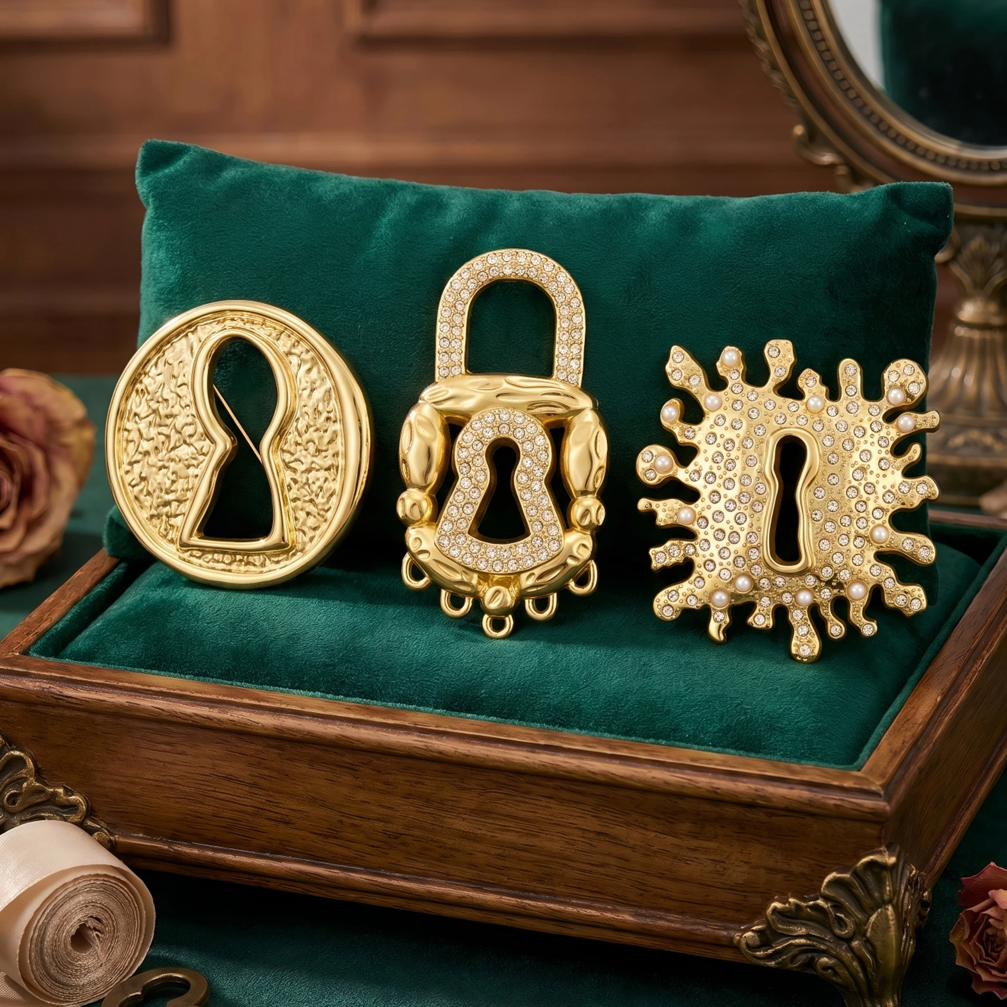 Vintage Keyhole Brooches for Women High End Fashion Simple Pins Friend Event Party New Gifts Jewelry Decoration Accessories