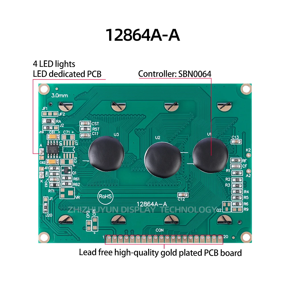 Imagem -02 - Display Lcd Gráfico com Texto Preto Controlador de Luz de Fundo Led Cinza Wg12864a-yyh 12864a-a 5v Nt7108t 128x64