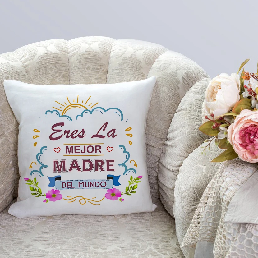 You Are The Best Mother in The World Prined Pillow Cover 18 X 18 Inch Women Gift Mother's Day Cushion Case From Daughter Son