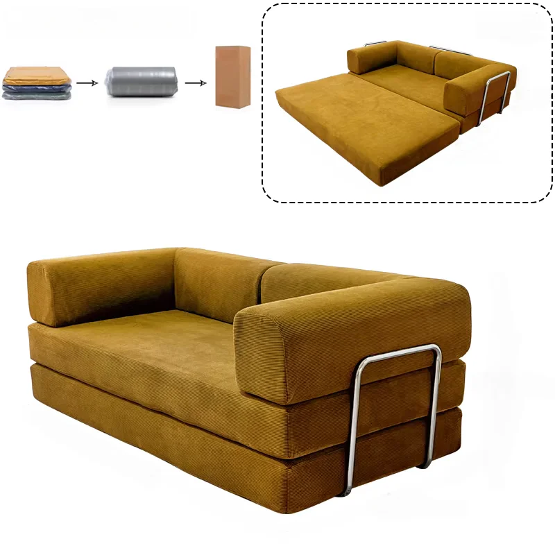 

Living Room Furniture Loveseat Compact Corduroy Cord Compressed Sofa Bed Modern Vacuum Compressed Sofa