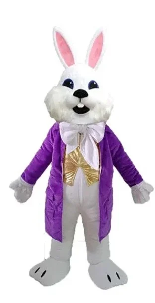 

New Adult Hot Sale Foam Easter Rabbit Mascot Costume with Coat Fancy Cartoon Plush Christmas Fancy Dress Halloween Outfits