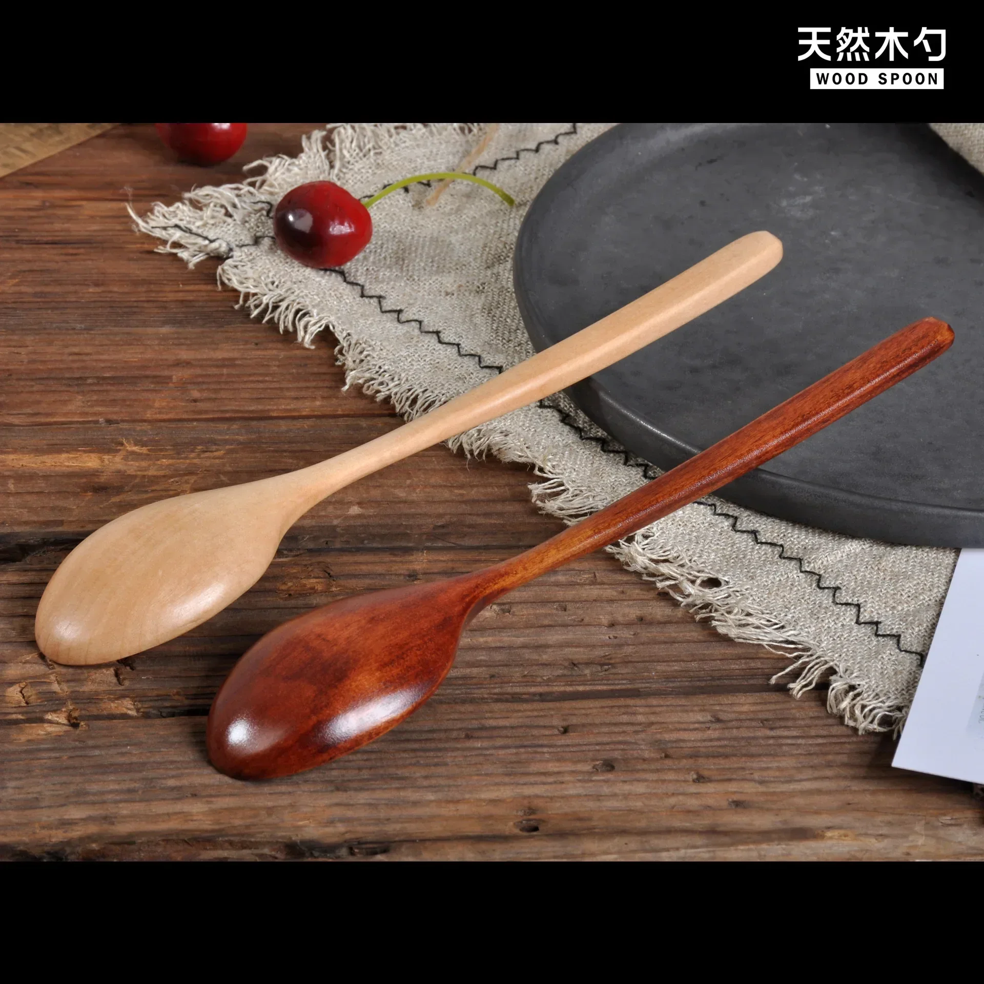 1PCS Korean Wooden Soup Spoon, Long Handle Wooden Tea Dessert Spoon, Coffee Mixing Spoons Natural, Cooking Spoon Cucharas Cocina