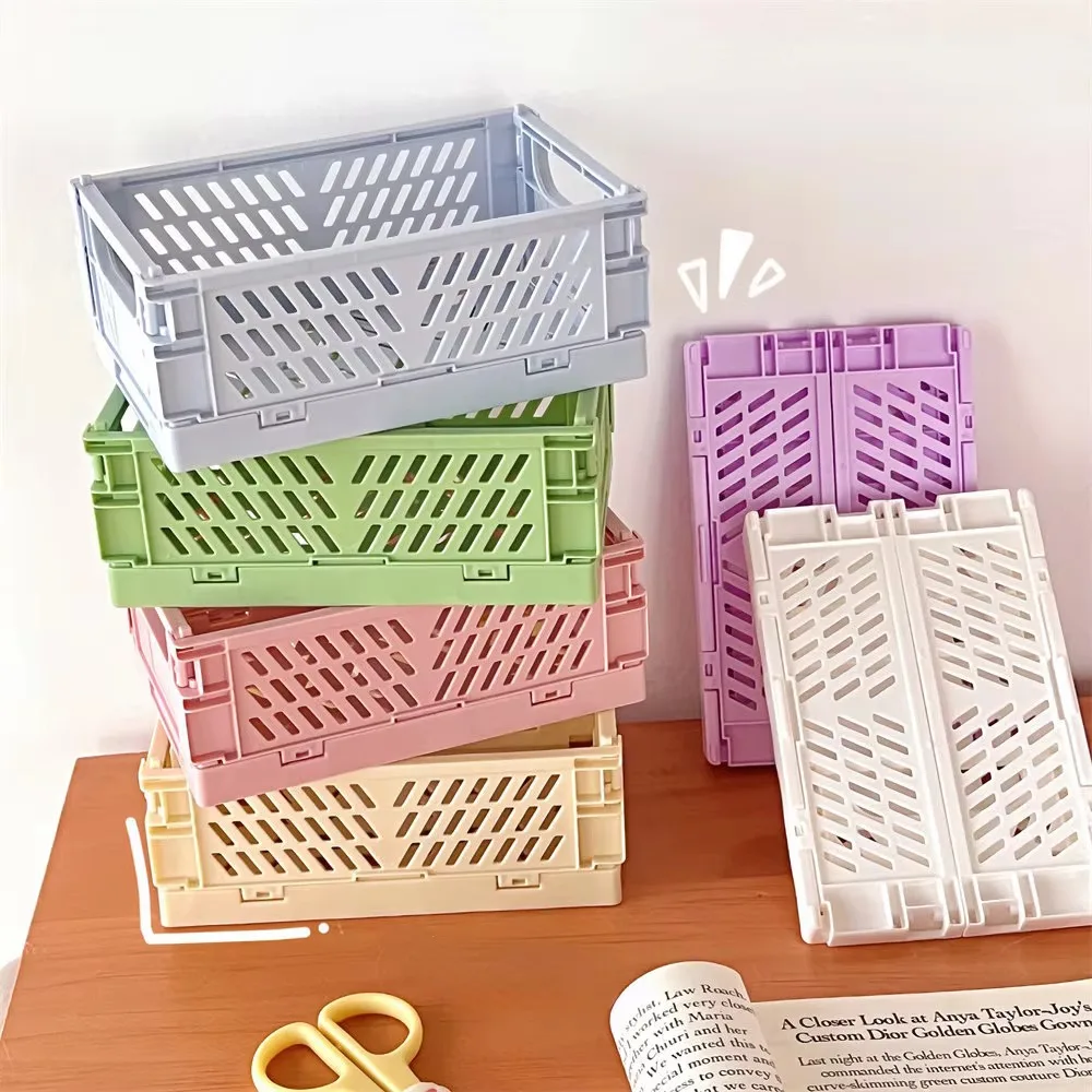 1/2PCS Desktop Foldable Mini Storage Box Student Stationery Shelf Sundries Cosmetics Storage Basket Home Storage Organization