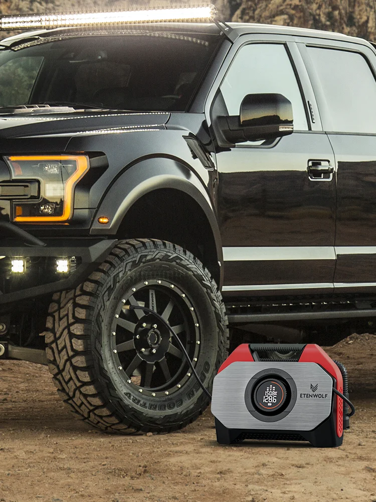 Neuer ETENWOLF S6SE Hochleistungs-Reifenfüller 15600mAh & Powerbank 100% Arbeitszyklus Luftpumpe für Auto, Pickup, Motorrad, Fahrrad, Pool, Schwimmball