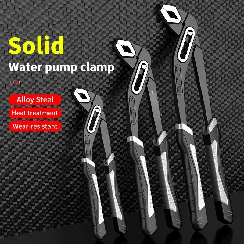 Household Clamp Multiuse Adjustable Water Pump Pliers Quick Release Pipe Wrench Plumbing Hand Tool