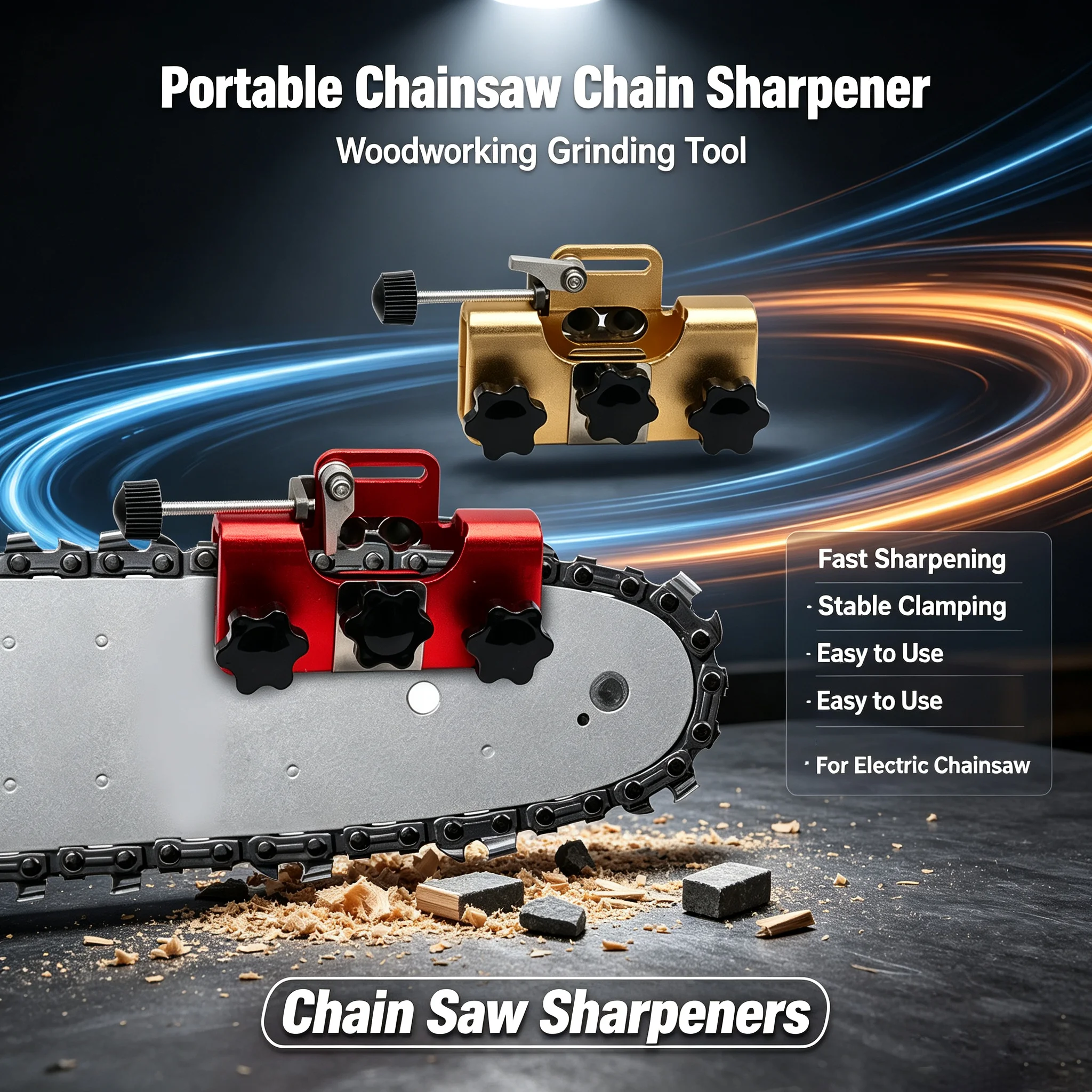 Chainsaw Chain Sharpener Handheld Chainsaw Grinding Jig Woodworking Electric SawChain Sharpening GuideTool for Kind of Chainsaw
