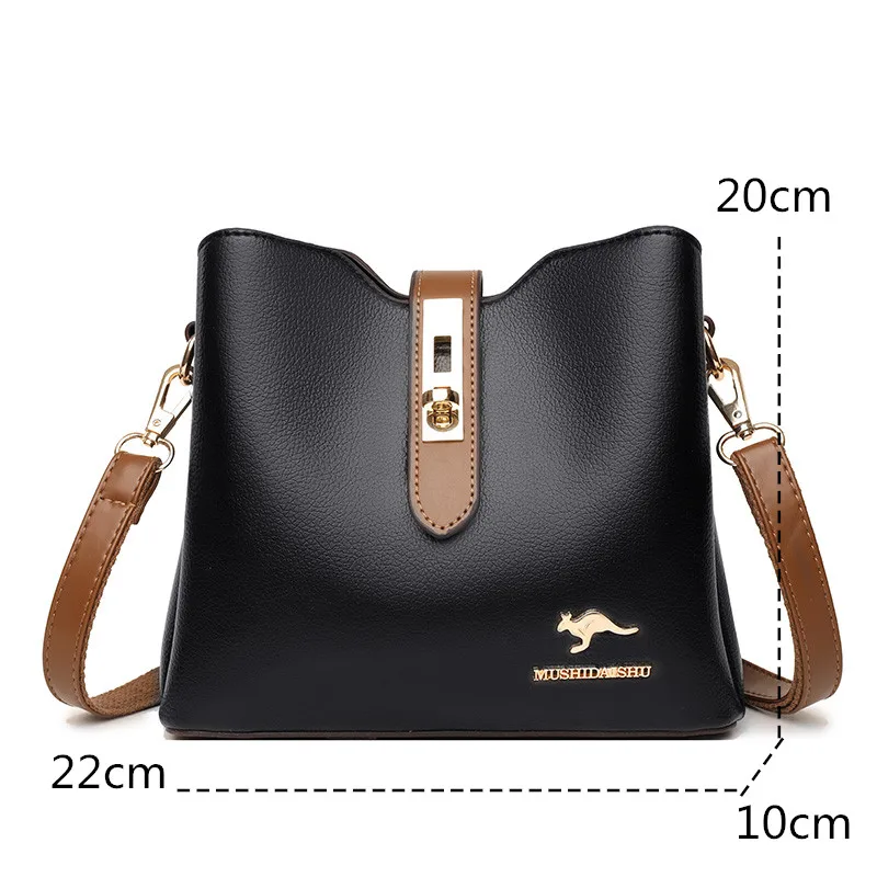 Luxury PU Leather Handbag Fashion Designer Pure Color Simple Women\'s Shoulder Bag Large-Capacity Casual Diagonal Woman Tote Bags