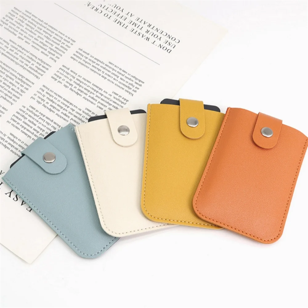 PU Leather Card Bag Solid Color Mini Slim Card Case Bank ID Driver's License Wallet RFID Blocking Pull-out Type ID Card Holder