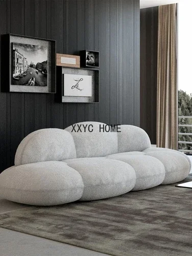 Sofa Nordic Modern Creative Curved Living Room Light Luxury Double Lazy Simple Short Back down Cotton Linen