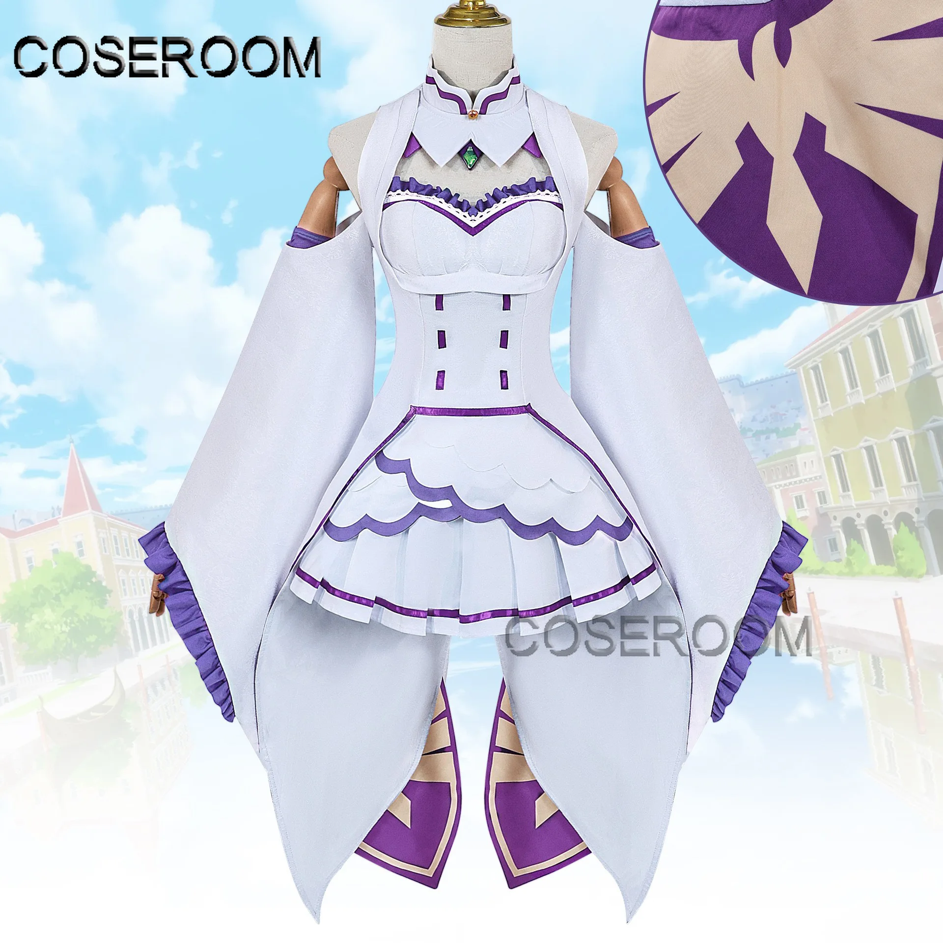 Re: la vida en un mundo diferente de zero Re:Zero Emilia disfraz de Cosplay vestido de Anime juego de rol Comic Con peluca