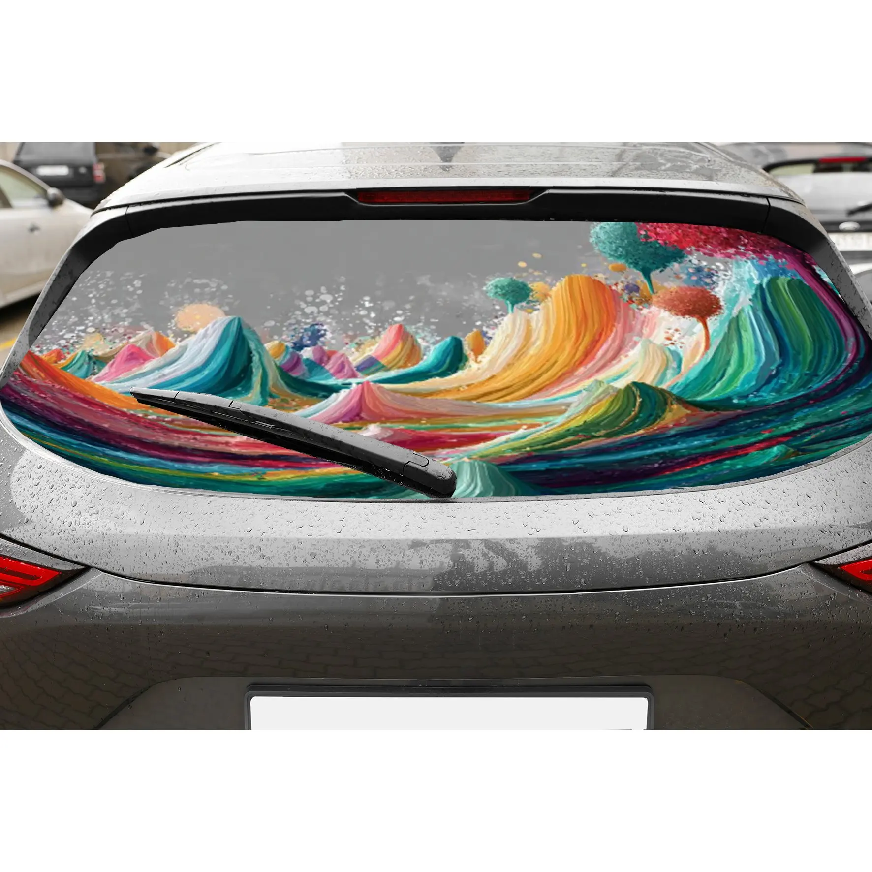 Graffiti painting PVC material self-adhesive waterproof car rear window sticker, easy to paste without falling off, waterproof a