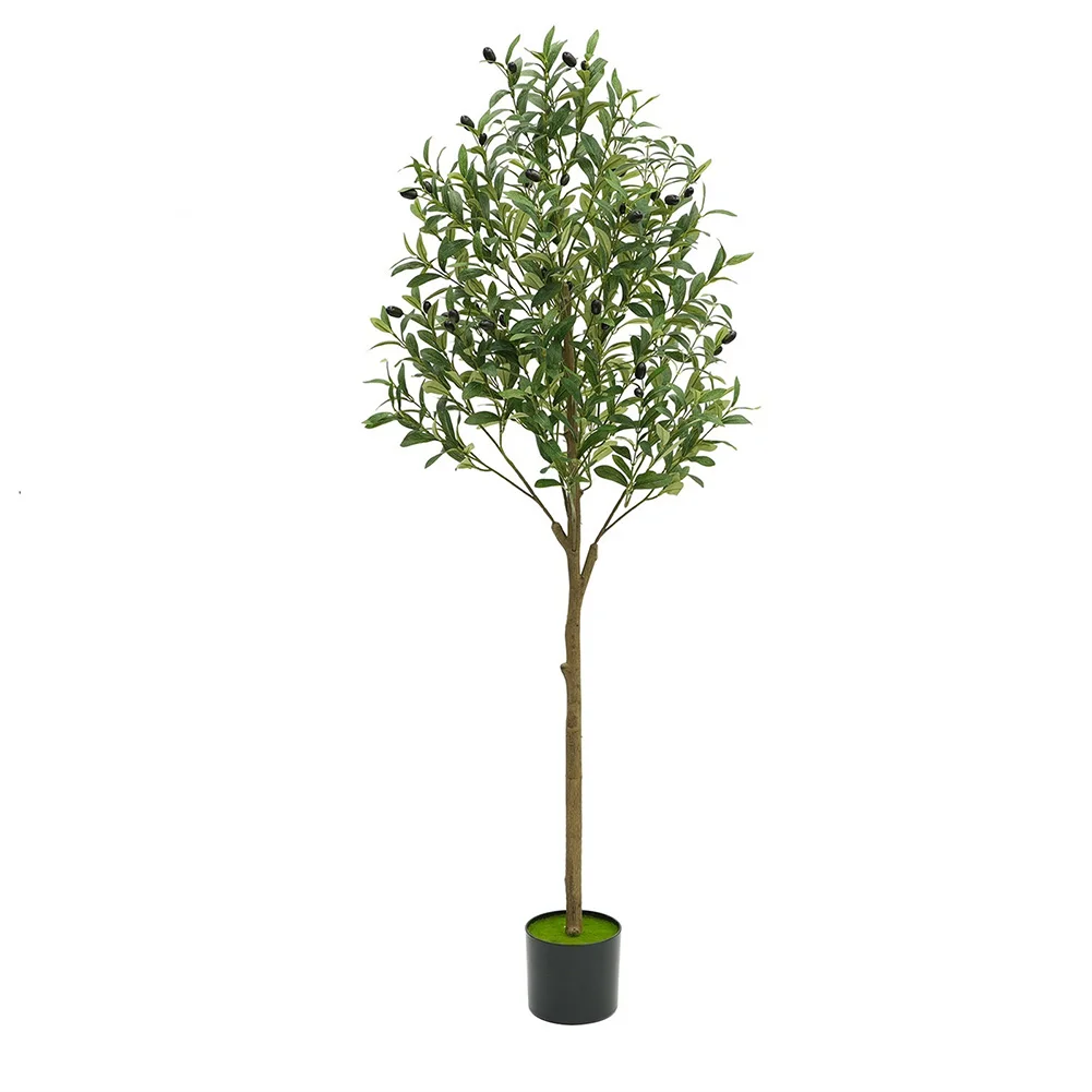 Albero di ulivo artificiale, alto da 150 a 180 cm, con foglie realistiche e rami regolabili, albero di ulivo decorativo in vaso, ideale per l’arredamento di soggiorni e uffici.