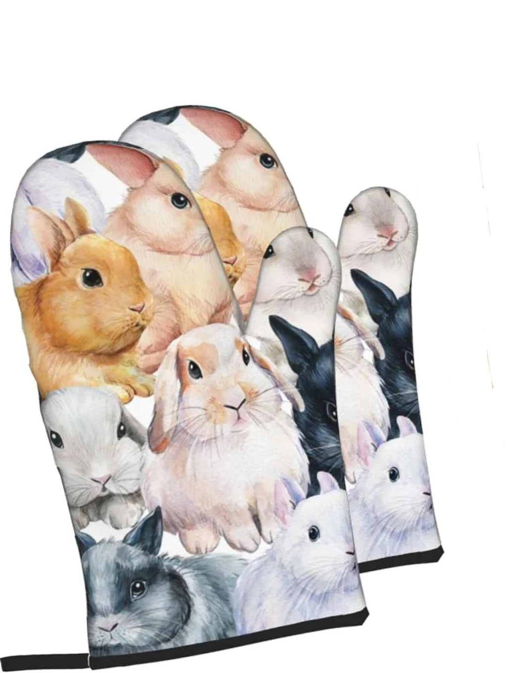 Bunnies Animal Oven Mitts 2pcs Heat Resistant Oven Gloves for Kitchen Baking Cooking BBQ for Men Women One Size Accessories