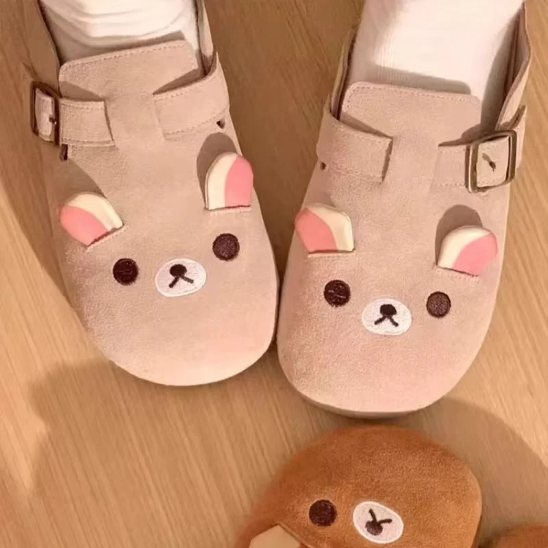 

Милые тапочки Rilakkuma в стиле аниме, женские тапочки на толстой подошве в стиле ретро, полубаотоу, меховые тапочки Kawaii, домашняя уличная пляжная обувь, праздничные подарки